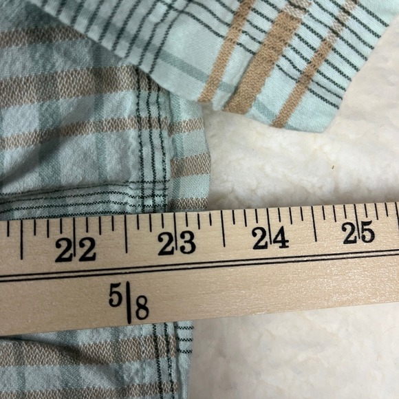 TOAD&CO Mens XL Plaid Short Sleeve Button Up Shirt Blue Tan Casual - Picture 6 of 9